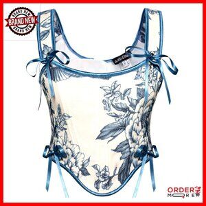 Floral Lace Up Corset Top Renaissance Bustier Vintage Elegant Chic Fit
